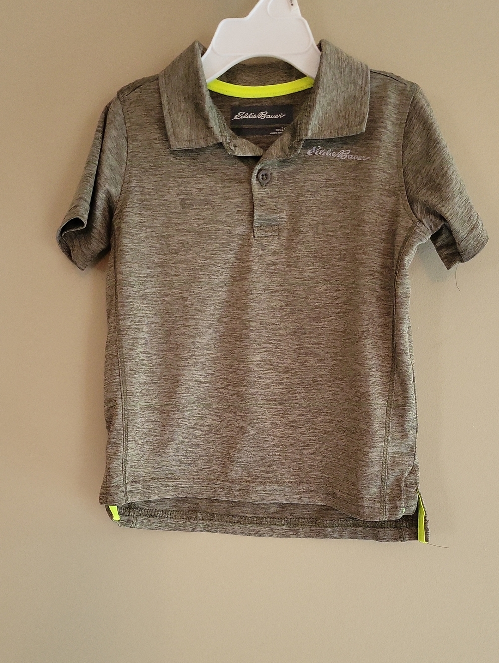 Eddie Bauer Boys' heather green polo  shirt